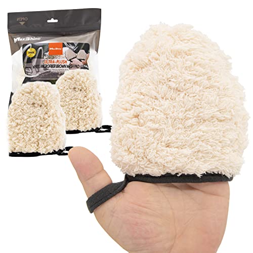 Maxshine Universal 2-Pack Professional Microfiber Wash Mitts – Finger Wheel Mitt & Dusting Mitt Set – Ideal for Small Area Cleaning, Car Washing & Detailing – Premium Auto Detailing Accessories