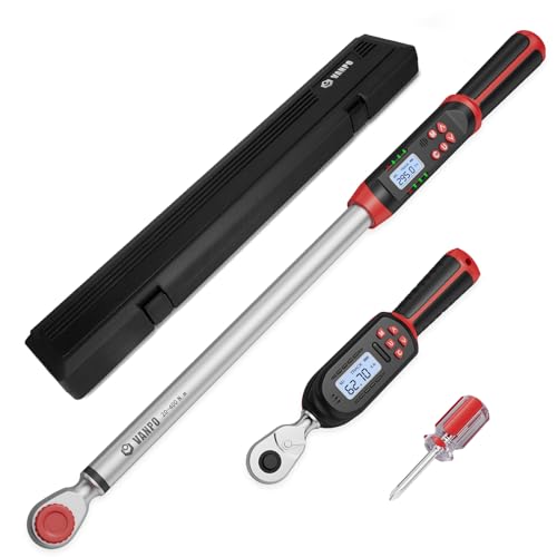 VANPO 3/8" & 1/2" Digital Torque Wrench Set, 3.1-62.7Ft.lb+14.7-295Ft.lb | 4.2-85Nm+20-400Nm, ±2% Accuracy, Preset Value, Buzzer & LED Indicator, Data Storage, for Car, Motorcycle, Truck, RV & Towing - size: 3/8-Inch & 1/2-Inch(3.1-62.7Ft.lb/& 4.7-295Ft.l