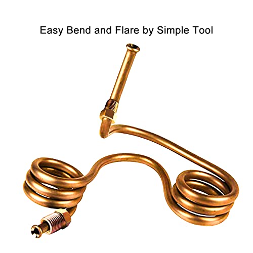 MuHize 1/4 Brake Line - Upgraded 25 Ft. Brake Line Kit(2026 New), 1/4 Flexible Copper Coated Brake Line Tube Roll(Includes 16 Inverted Flare Fittings) - color: Gold
