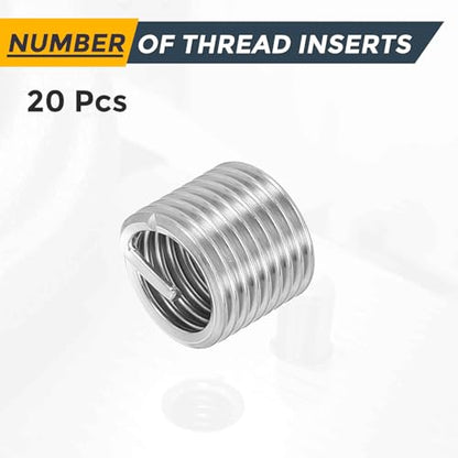 HARFINGTON 20pcs Wire Thread Repair Inserts M12 x 1.75 x 1.5D (18mm) Metric 304H Stainless Steel Helical Coiled Wire Screw Threaded Sleeve Sheath for Automotive Repairs - size: M12 x 1.75 x 1.5D