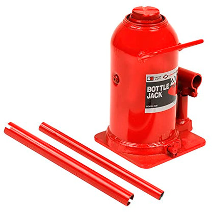 AFF Super Duty 20 Ton Hydraulic Bottle Jack, Manual, Welded Cylinder, High-Grade Steel Construction, Forged and Welded Base, 3620