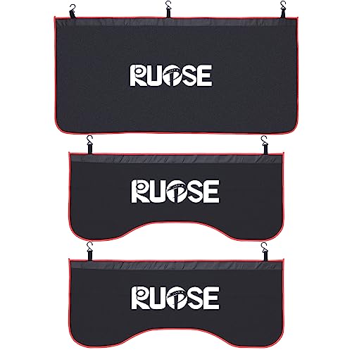 RUPSE 3 Pcs Fender Protectors for Mechanics,Microfiber Leather Car Fender Cover Mats Pads,Mechanic Magnetic Fender Protector Mat with Hooks - color: Black/Red, size: Medium