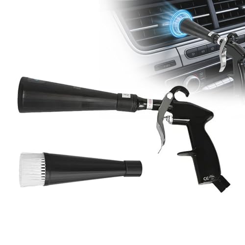 SakerPlus Dry Cleaning Gun, Air-Powered Car Interior Cleaning Tool with Vortex Airflow, Air Compressor Gun for Seats, Carpets, Floor Mats, Vents and Auto Detailing (2 Set Nozzle) - color: 2 Set Nozzle