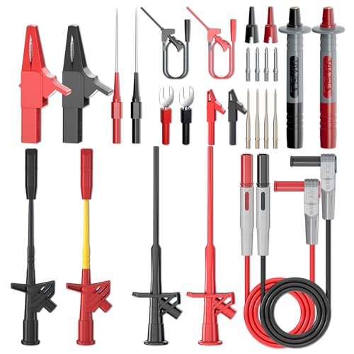 Goupchn 28PCS Multimeter Test Leads Kit for Electrical Testing | Alligator Clips, High Voltage Flexible Test Probes, Insulation Piercing Test Clip, Replaceable Precision Sharp Probes - style: 28PCS
