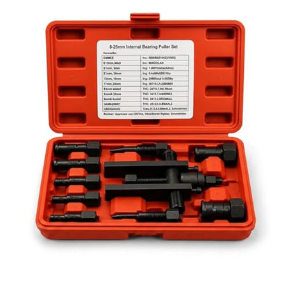 Heavy Duty Internal Bearing Puller Kit, 8-25mm Blind Hole Bearing Puller Set with Split-Jaw Grip, Upgrade Motorcycle Bearing Removal Tool for Hubs & Engine Casings