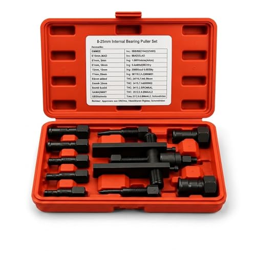 Heavy Duty Internal Bearing Puller Kit, 8-25mm Blind Hole Bearing Puller Set with Split-Jaw Grip, Upgrade Motorcycle Bearing Removal Tool for Hubs & Engine Casings