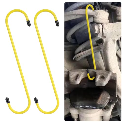 Stacool 2PCS Brake Caliper Hangers,Brake Caliper Tool/Brake Caliper Compression Tool for Changing Brake Pads,Braking,Universal Automotive Tools Brake Caliper Hooks with Rubber Caps (2, Yellow) - color: Yellow