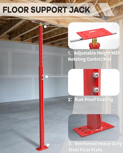 53"-100" House Floor Jack,18000lbs Max Load Capacity,House Floor Jacks Post Pole for Leveling,Adjustable Support Beam Basement Jack Post Pole for Leveling & Lifting Support Telescoping Jacks