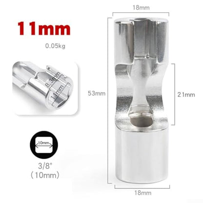 Diesel Injector Line Socket Set, Line Removal Tool 3/8 Drive, Chrome Vanadium Steel Open End Wrench for Auto Oxygen Sensor, 10-19mm(11mm) - color: 11mm