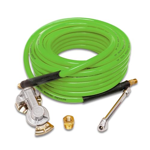Torque Heavy Duty Truck Tire Inflator Kit, Including 3/8" x 50 ft Hybrid Air Hose, Universal Glad Hand & Dual Foot Chuck, Glad Hand Air Hose Kit, 300 PSI (TR63051G) - color: a) Inflator Kit only
