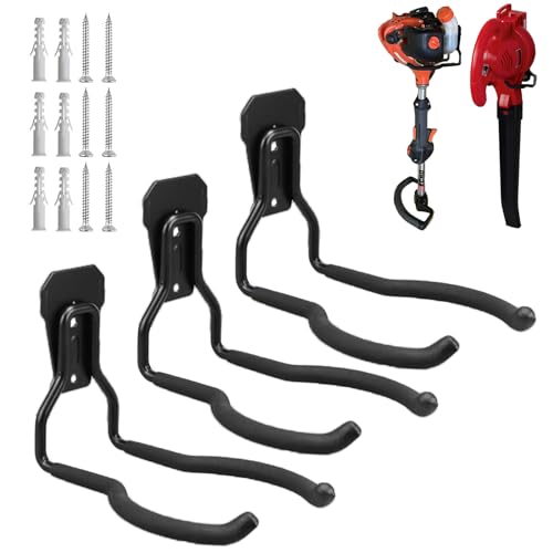 Garden Power Tool Hanger - Garage Wall Hooks, Weedeater & String Trimmer Hanger - Utility Hooks for Garage Tool Organizers and Storage - Black, 3 Pcs - color: Black-3 P