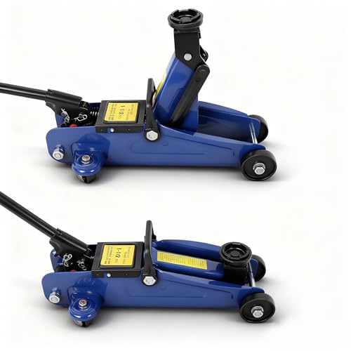 1.5 Ton/ 3300 lbs Low Profile, Heavy-Duty Steel Racing Floor Jack with Dual Pistons Quick Lift Pump, Lifting Range 5.1"-13", Car, SUV, Van，Business Vehicle，Cross Country Vehicle