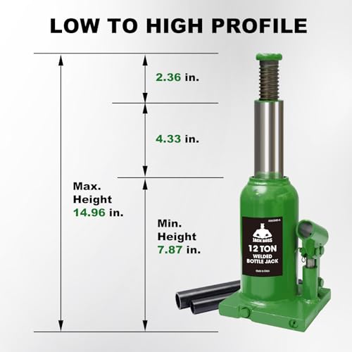 Jack Boss Bottle Jack 12 Ton (24,000 LBs) Hydraulic Car Jack, Fit for Auto Truck Repair and House Lift, Green - color: Green, size: 12 TON