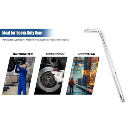 L Handle Breaker Bar 1/2 inch drive 12 inch length Socket Wrench, Heavy-Duty Double end drive Extension Bar for Car, Truck, Van Square Drive Socket Handle E-2211A - size: 1/2 inch 12