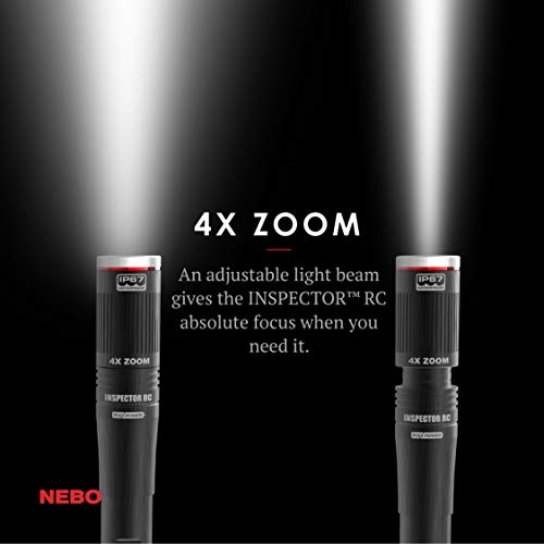 NEBO INSPECTOR RC Pen Light | 360 Lumens, 3 Light Modes, Rechargeable & AAA Battery Powered LED Flashlight, Waterproof, Compact & Durable, Pocket Clip for EDC, Includes USB Charging Cable - style: Black - 360 Lumens