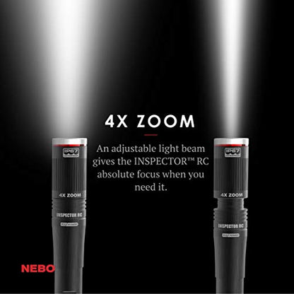 NEBO INSPECTOR RC Pen Light | 360 Lumens, 3 Light Modes, Rechargeable & AAA Battery Powered LED Flashlight, Waterproof, Compact & Durable, Pocket Clip for EDC, Includes USB Charging Cable - style: Black - 360 Lumens