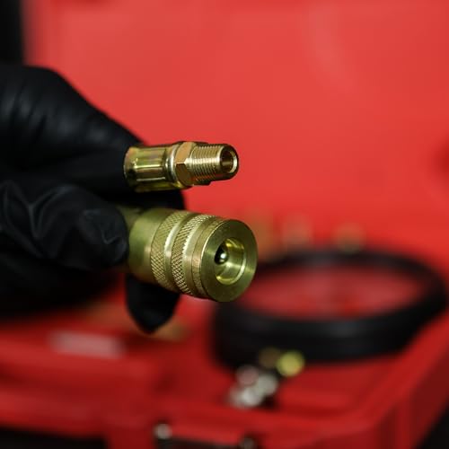 ABN Engine Oil Pressure Tester Tool Kit – Professional Oil Pressure Gauge Kit up to 400 PSI, High and Low Pressure Gauge Kit for Engine Diagnostic, Engine Oil Pressure Tool Kit | Engine Oil & Transmission Gauge Kit, Dual Gauges 0-100 & 0-400 PSI, 14 Adapt