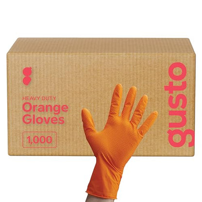 GUSTO 8 Mil Disposable Orange Nitrile Gloves HEAVY DUTY, Industrial, Diamond Texture - Formerly Comfy Package - size: X-Large, style: 1000 Count