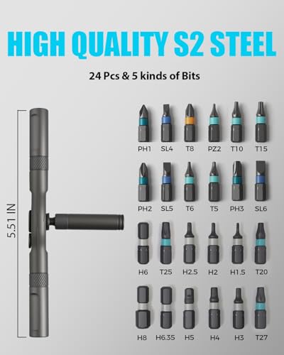 VMAN Ratchet Screwdriver Set, magnetic Screwdriver sets, S2 Steel Bits, DIY Combination Flexible Shaft, Suitable for Furniture Assembly, Precision Electrical Appliance Repair, Bicycle Tools