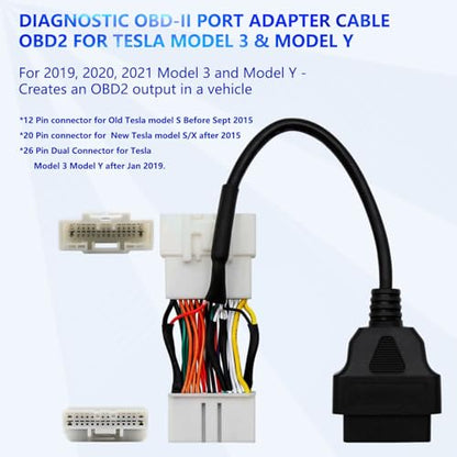 6 Pcs Diagnostic Cables Set for Tesla Model S 3 X Y, USB OBD2 Diagnostic Tools Adapter, with OBDII Adapter Harness 1013230-00-A, 1137658-00-C, 1930388-00-A - color: 6Pcs