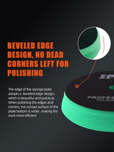 SPTA 10 Pcs Detailing Set, 5Pc 6 inch Buffing Polishing Pads, 1 Microfiber Finish Pad, 1-16 oz Polishing Cleaner, 1 Conditioning Brush, 2-16"*16" Microfiber Towel. for Dual Action and Rotary Polishers - size: 6inch (150mm)