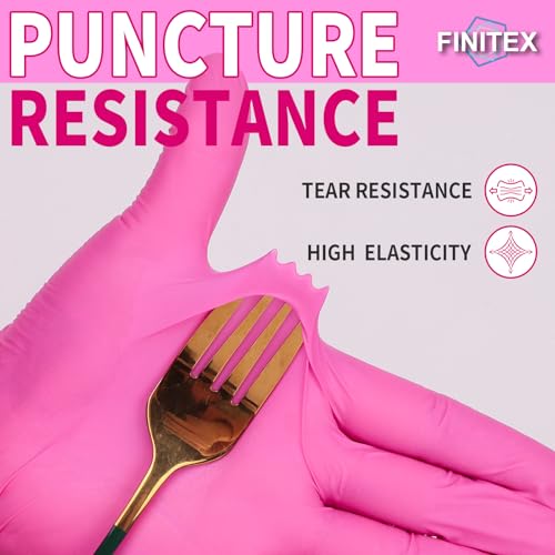 FINITEX Nitrile Disposable Latex-Free Gloves - 3.5mil 100/1000PCS Powder-Free Latex Free Cleaning Medical Exam Food Gloves - color: Rose Red (Large 100)