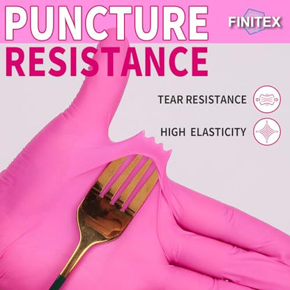 FINITEX Nitrile Disposable Latex-Free Gloves - 3.5mil 100/1000PCS Powder-Free Latex Free Cleaning Medical Exam Food Gloves - color: Rose Red (X-small 1000)