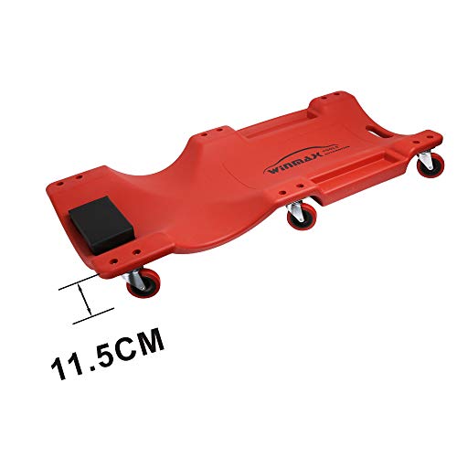 WINTOOLS Low Profile Red 40 Inch Creeper Garage Plastic Rolling Car Repair Mechanic Cart