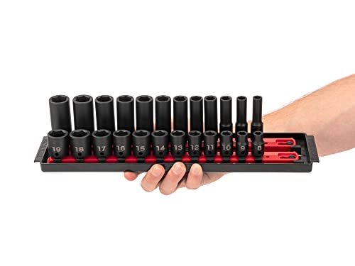 TEKTON 3/8 Inch Impact Socket Set, 24-Piece | SID91209 - size: 24-Piece (5/16-3/4 in.), style: Shallow and Deep