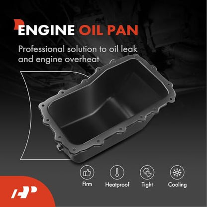 A-Premium Engine Oil Pan Sump with Drain Plug Compatible with Jeep Wrangler 2007 2008 2009 2010 2011, V6 3.8L, Replaces 4666153AC