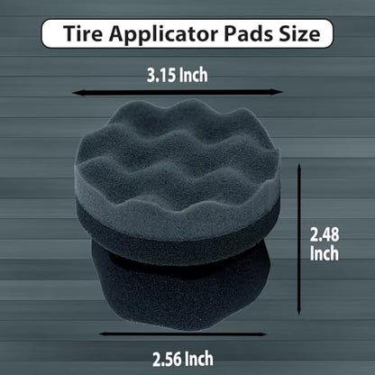 Tire Shine Applicator Pads, 2 Pcs Tire Dressing Applicator, Reusable Tire Shine Sponge Wave Contoured for Car Detailing, 3.15inch - size: 3.15inch-2 Black