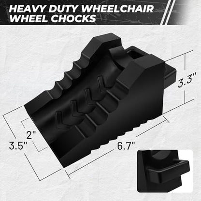 ROBLOCK 2 Pack Rubber Wheelchair Chock Stopper with Handle for Wheelchair Stability Hospital Garden Dinner Room- Black - color: Black