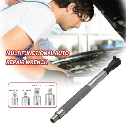 Offset Extension Wrench Impact – Electric Ratchet Wrench, Multifunctional & Durable Power Ratchet Wrenches, Chain Drive Wrench Extender, Dual-Mode Torque Control, Compatible with 1/2" Sockets (3Kits) - color: Silver Black 3 Pack