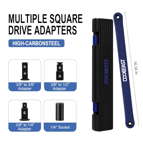 3/8 inch Pro Offset Extension Wrench Impact Wrench Extender Tool Socket Set | Versatile 1/4", 3/8", and 1/2" Square Drive Adapters, Universal Extensions Wrench for Small Tight Spaces Fasteners - color: Blue, size: 16.34inch