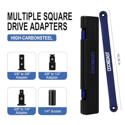 3/8 inch Pro Offset Extension Wrench Impact Wrench Extender Tool Socket Set | Versatile 1/4", 3/8", and 1/2" Square Drive Adapters, Universal Extensions Wrench for Small Tight Spaces Fasteners - color: Blue, size: 16.34inch