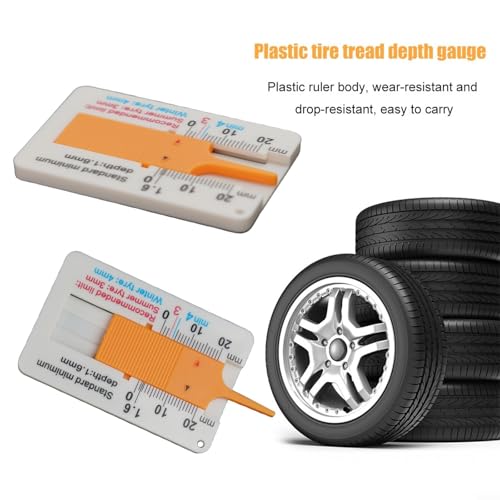 Plastic Tire Tread Depth Gauge 0-20mm, Pocket Size Vernier Caliper Ruler for Car Truck Summer Winter Tyre Wear Check, Lightweight Tool