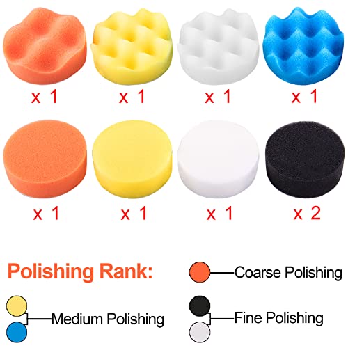 SIQUK 16 Pieces 7 Inch Buffing Pads Foam Polishing Pad Kit Polisher Pads Bonnets Wax Buffer Polish Pads Car Buffer Attachment for Drill - size: 7 Inch