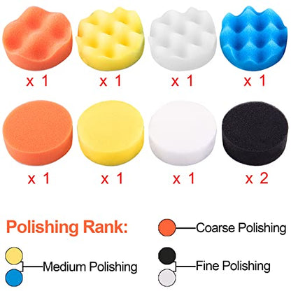 SIQUK 16 Pieces 7 Inch Buffing Pads Foam Polishing Pad Kit Polisher Pads Bonnets Wax Buffer Polish Pads Car Buffer Attachment for Drill - size: 7 Inch