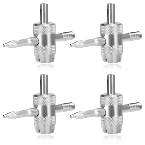 DXNQ 4PCS 4-Way Valve Core Tool Tire Valve Tools, 4-in-1 Tyre Valve Core Tool Tire Stem Core Wrench, Multifunctional 4 Way Valve Stem Remover Tire Repair Tool for Car Motorcycle Bicycle - color: 4 PCS