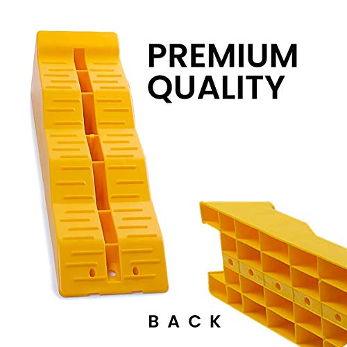 Yellow Leveling Car Ramps – Set of 2 Block Car Ramp, Tri-Leveler, Sturdy Material on Uneven Ground, Universal Fit for Cars Trailer SUV, Stable Ramp/Wheel Chocks Premium Quality, Zento Deals - size: 2 sets