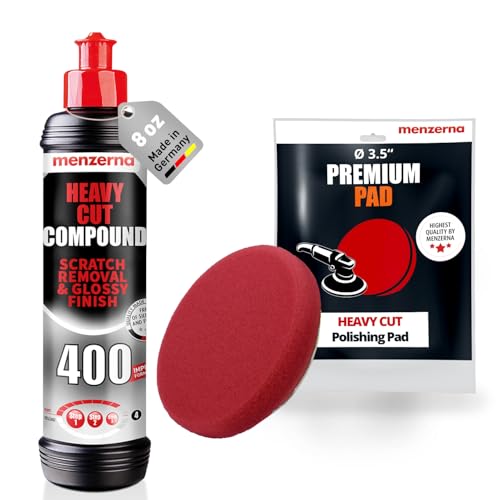 menzerna Scratch and Swirl Remover Kit I Car polishing Set with Menzerna Heavy Cut 400 (8oz) and 3,5 Inch Polishing Pad I Deep Scratch Repair Kit for All Types of Vehicles - style: 8oz + Pad