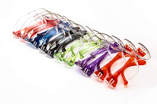 G & F Products EyePRO Safety Glasses, Impact Resistant, UV400 Protection, Clear Polycarbonate Lenses, Scratch & Anti-Fog, ANSI Z87.1 Certified, Adjustable Temples, Unisex, 6/12 Pack - style: Clear Lens 6 Pack Safety Glasses
