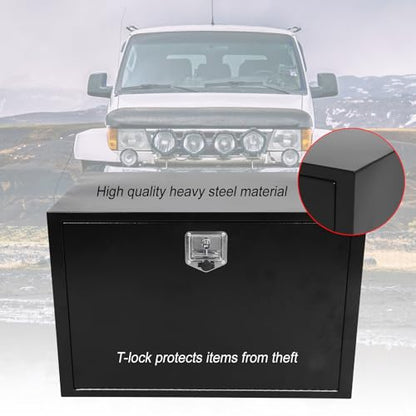 Heavy Duty Steel Truck Tool Box, 36" Waterproof Underbody Tongue Box, Black | Heavy Duty Steel Toolbox, Waterproof, T-Handle Lock, Smooth Surface, for Truck Pickup RV Trailer Storage, 36 x 23 x 23 Inch - size: 36" x 23" x 23"