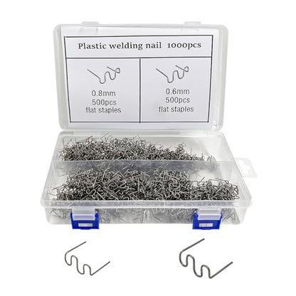 1000PCS Hot Staples Welding Rods, 0.6mm 0.8mm Wave Shape Bumper Dashboard Repair Welding Wire, Metal Plastic Welding Staples Supplies for Machine Repair, Car Accessories - color: 1000pcs