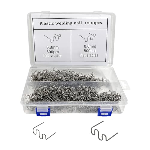 1000PCS Hot Staples Welding Rods, 0.6mm 0.8mm Wave Shape Bumper Dashboard Repair Welding Wire, Metal Plastic Welding Staples Supplies for Machine Repair, Car Accessories - color: 1000pcs