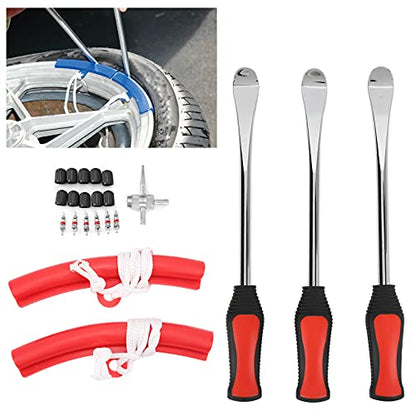 Motorcycle Tire Spoons Kit, Detachable Professional Tire Changing Kit Wheel Puller Tool Valve Stem Puller for Motorcycles Bike and Atvs