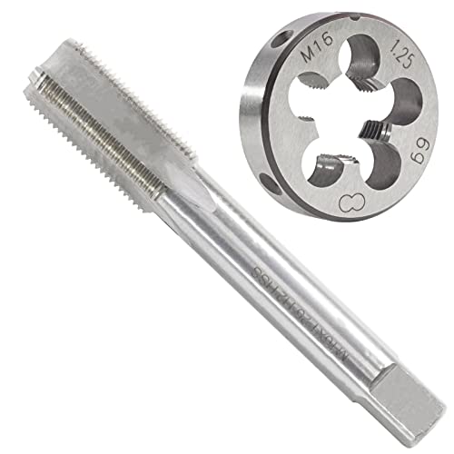 M16 x 1.25 Metric Tap and Die Set, M16 X 1.25mm HSS Machine Thread Tap and M16 X 1.25mm Alloy Tool Steel Round Thread Die Right Hand - size: M16x1.25mm
