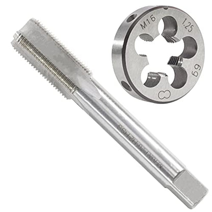 M16 x 1.25 Metric Tap and Die Set, M16 X 1.25mm HSS Machine Thread Tap and M16 X 1.25mm Alloy Tool Steel Round Thread Die Right Hand - size: M16x1.25mm