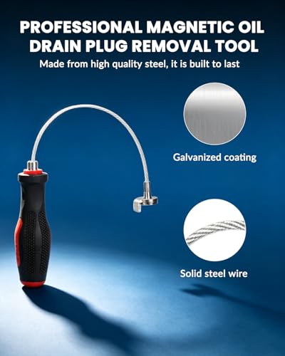 DPTOOL Strong Magnetic Oil Drain Plug Remover Tool | Anti Scald Magnetic Sump Plug Removal Pick Up Tool 13 Inches Oil Drain Plug Magnet Tool
