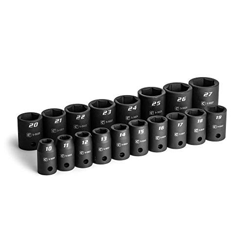Capri Tools 1/2 in. Drive Shallow Impact Socket Set, 10 to 27 mm, Metric, 18-Piece - size: Shallow Set / 10-27 mm